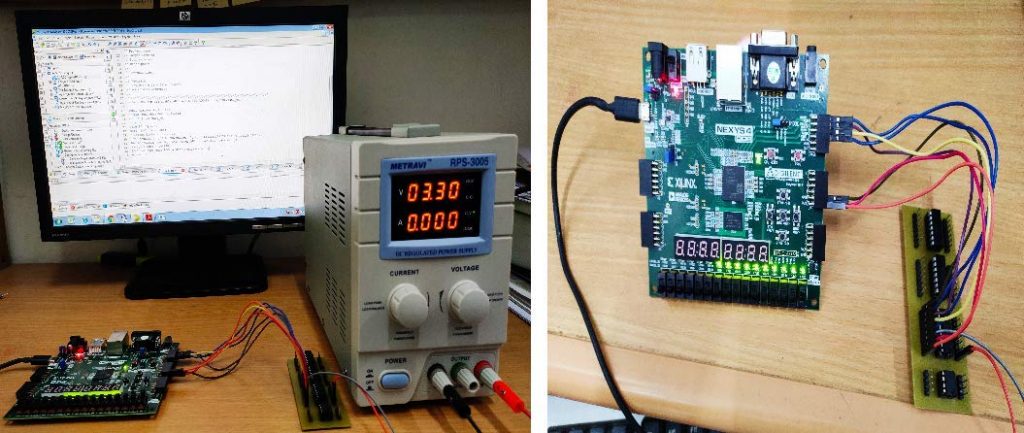 Metravi RPS-3005 DC Regulated Power Supply being used for PCB circuit testing