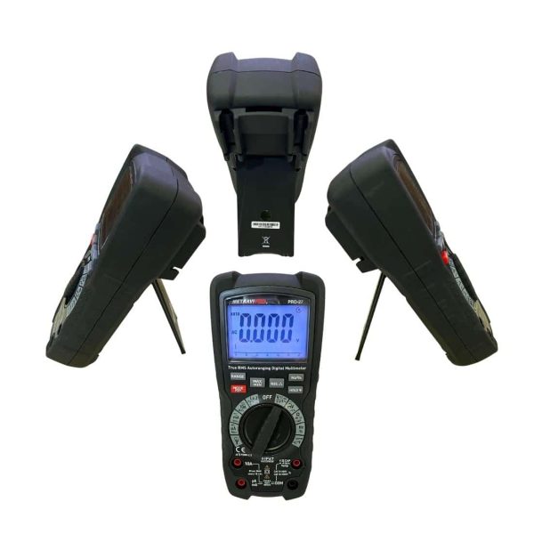 Metravi-PRO-27-Digital-TRMS-Multimeter-with-VFD with backstand - all sides view