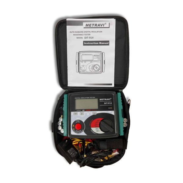 DIT-914 Digital Insulation Tester Product Kit in a soft carrying case