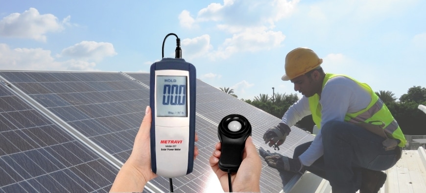 Using Solar Power Meter Metravi 207 to measure intensity of sunlight or irradiance