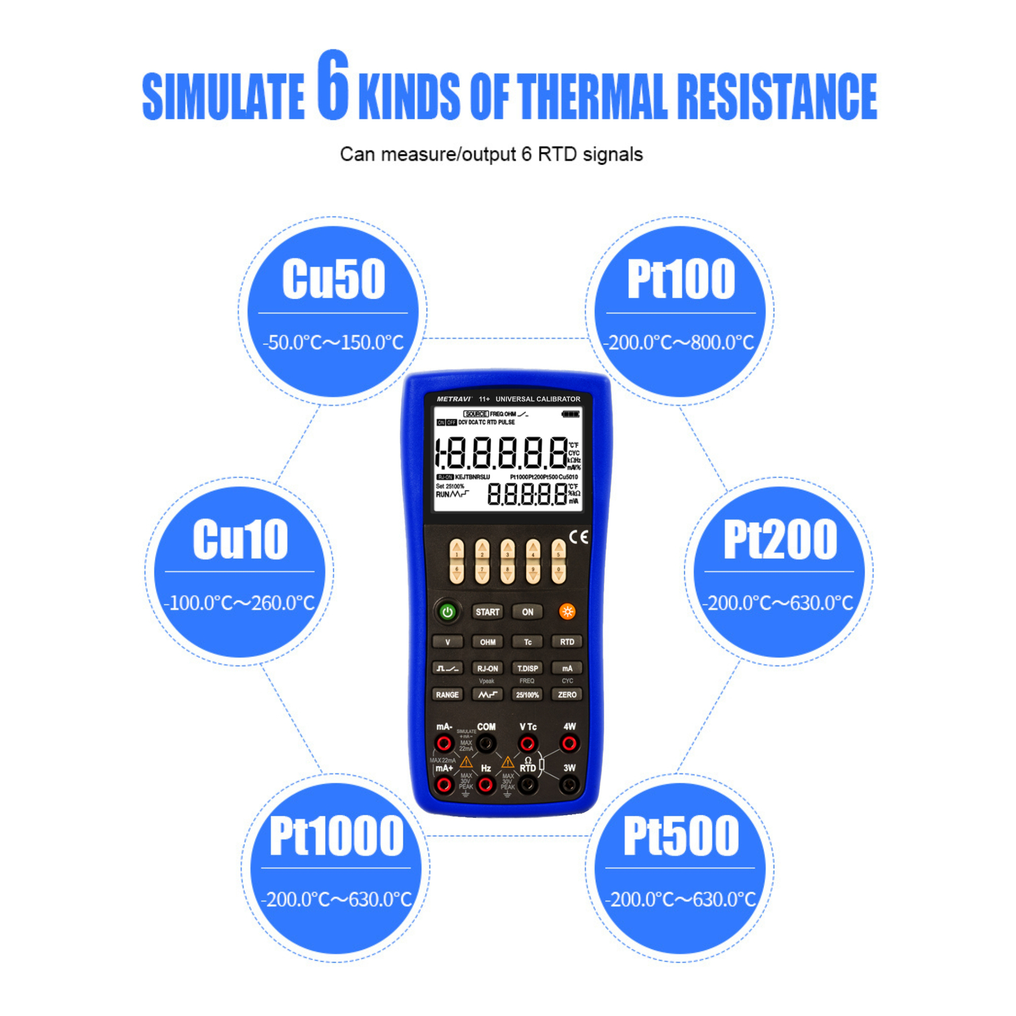 Metravi 11 Plus Universal Calibrator Blue can Simulate 6 Kinds of Thermal Resistance