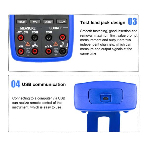 Metravi 14+ Universal Source Thermocouple Calibrator features USB communication interface