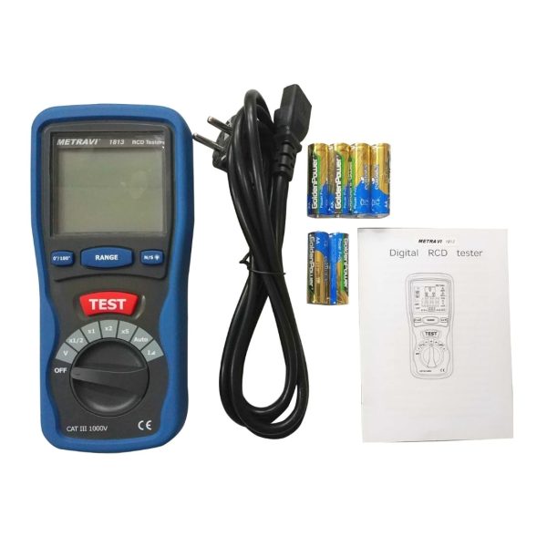 Metravi 1813 ELCB RCD Tester product kit with accessories