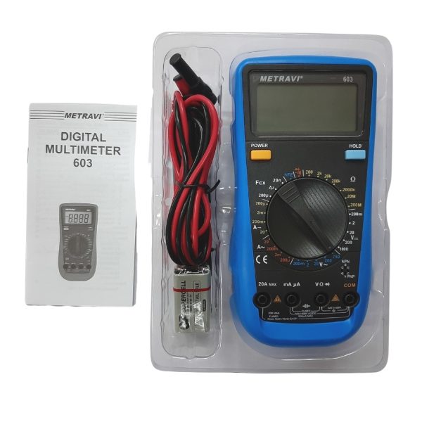 Metravi 603 Digital Multimeter product kit and user manual