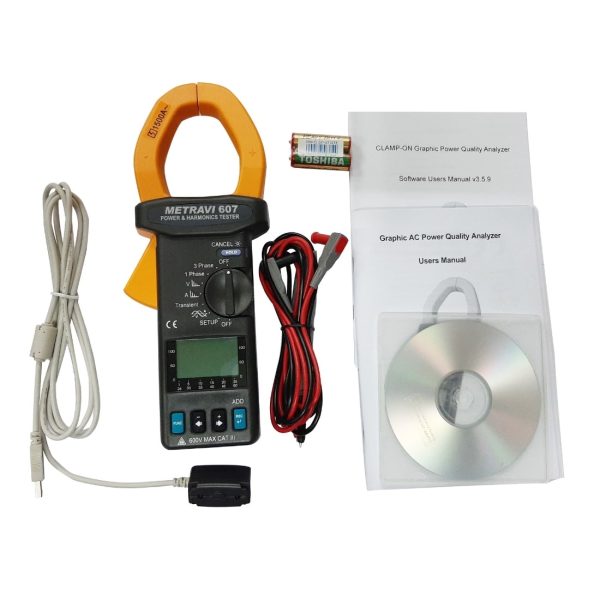 Metravi 607 Digital Clamp-on Power Meter product kit