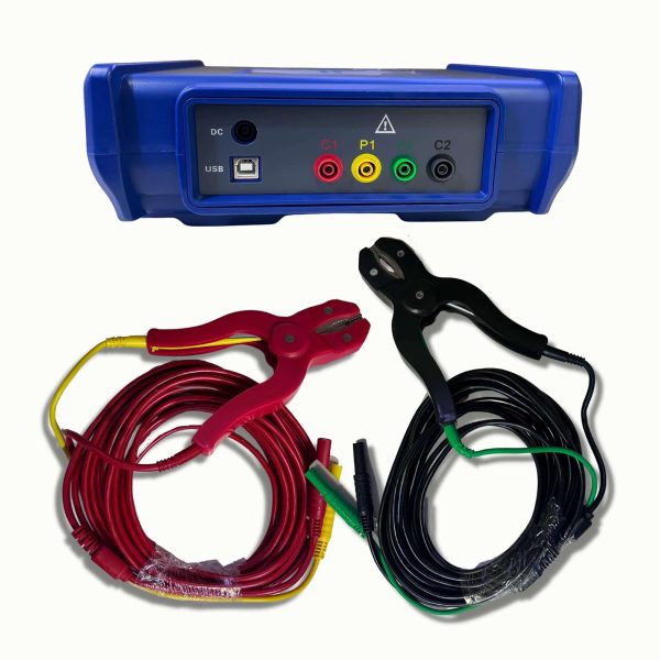 Metravi 7272A 10A Micro Ohms Meter top view with cables and test leads