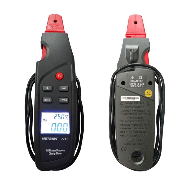 Metravi 771+ Digital Milliamp Clamp-on Process Meter product front and back