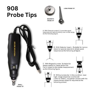 Metravi 908 Portable Vibration Meter New 2024 Probe Tips