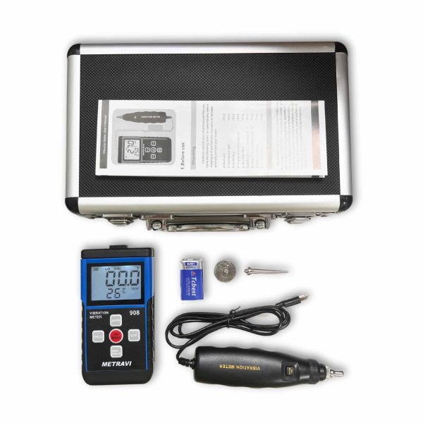 Metravi 908 Portable Vibration Meter New 2024 Product Kit with carrying Case