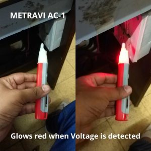 Metravi AC-1 non-contact Voltage Tester for upto 1000V features sound and light alarms