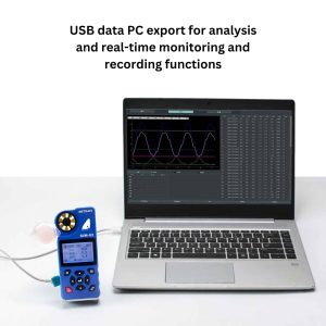 Metravi AVM-03 Multifunction Anemometer with Datalogger and WiFi USB Interface features PC export with real time monitoring and recording functions