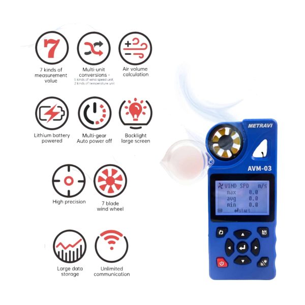 Metravi AVM-03 Multifunction Anemometer with Datalogger and WiFi USB Interface features and specifications