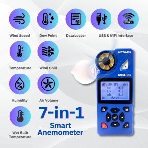 Metravi AVM-03 Multifunction Anemometer with Datalogger and WiFi USB Interface is a 7 in 1 Smart Device