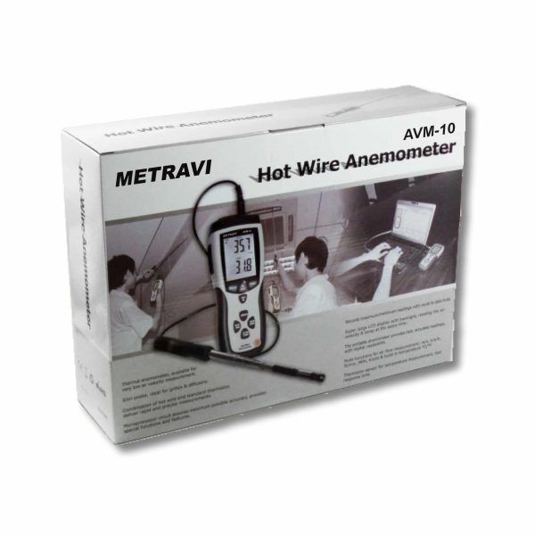 Metravi AVM-10 Hot Wire Anemometer with USB Interface Product Box