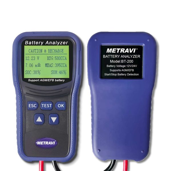 Metravi BT-200 Battery Analyser Front And Back View