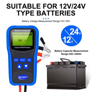 Metravi BT-200 Battery Analyser is suitable for both 12V and 24V batteries