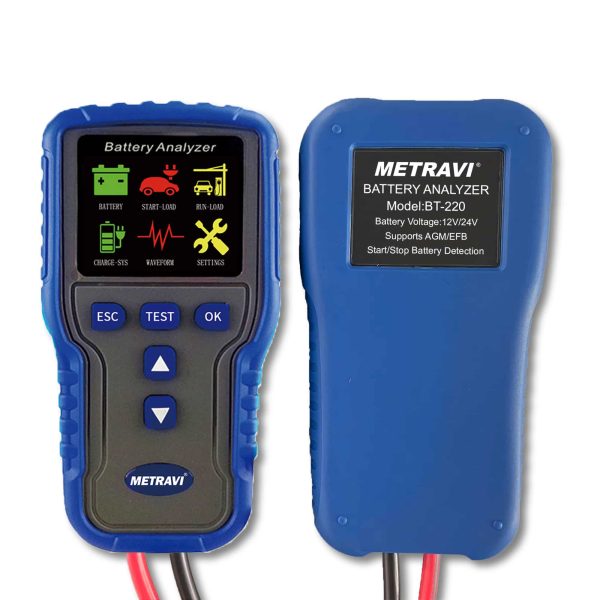 Metravi BT-220 Battery Analyser Front And Back View