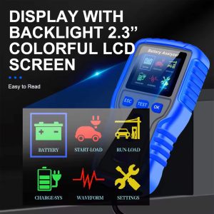 Metravi BT-220 Battery Analyser features a colour backlit LCD display