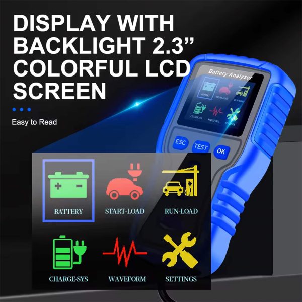 Metravi BT-220 Battery Analyser features a colour backlit LCD display