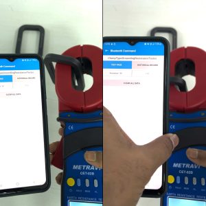 Metravi CET-03B CET-02B Clamp-on Ground Earth Resistance Tester with Bluetooth shows real time measurements on the Smartphone App