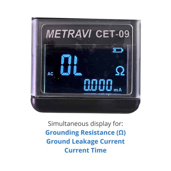 Metravi CET-09 Clamp-on Ground Resistance Earth Tester display resistance and leakage current simultaneously