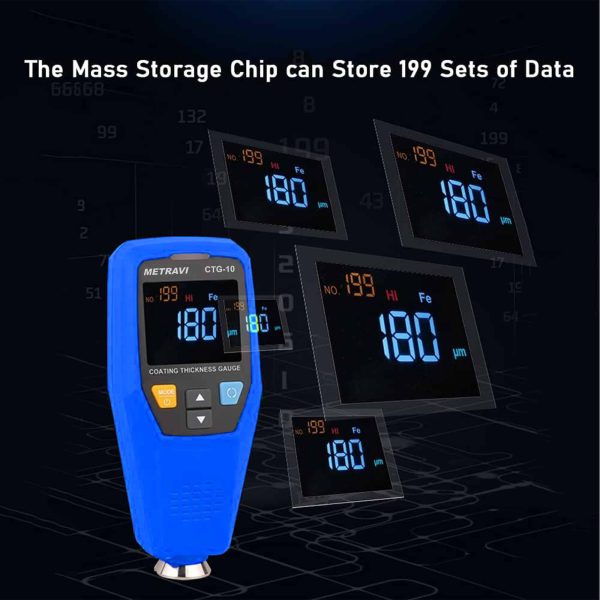 Metravi CTG-10 Coating Thickness Gauge can store upto 199 sets of data