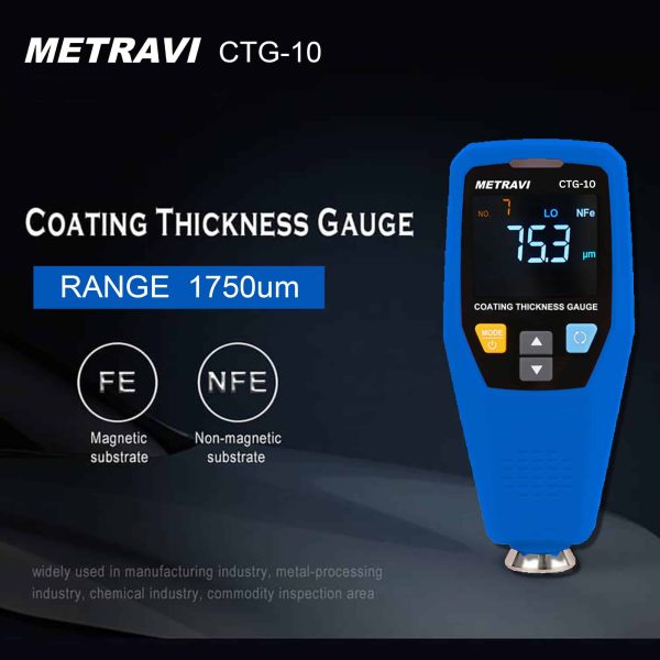 Metravi CTG-10 Coating Thickness Gauge has a range of 1750um