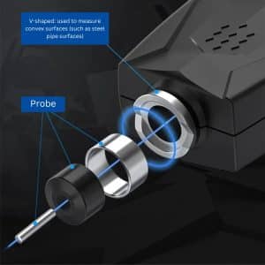 Metravi CTG-11 ECO Coating Thickness Gauge features a high accuracy probe set in a v shaped frame for ease of measuring on convex