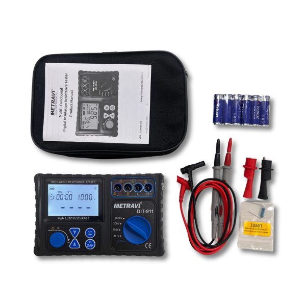 Metravi DIT-911 Digital Insulation Tester product kit and accessories
