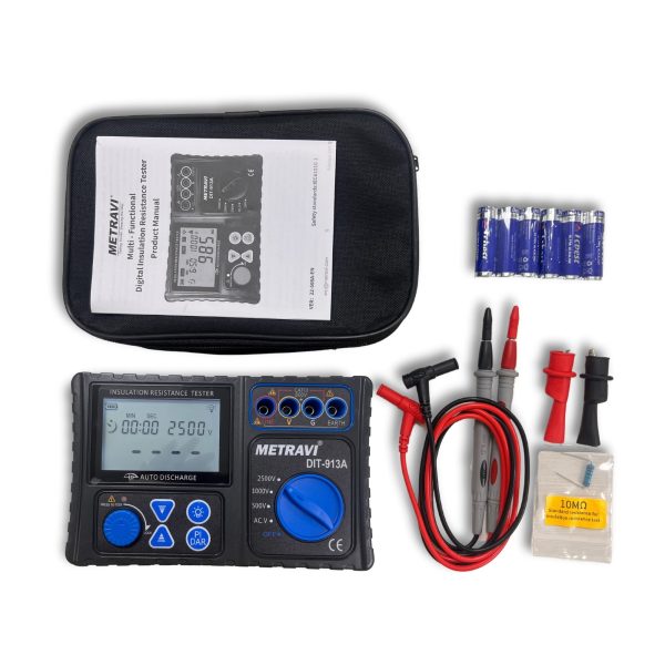 Metravi DIT-913A Digital Insulation Tester Product Kit and accessories