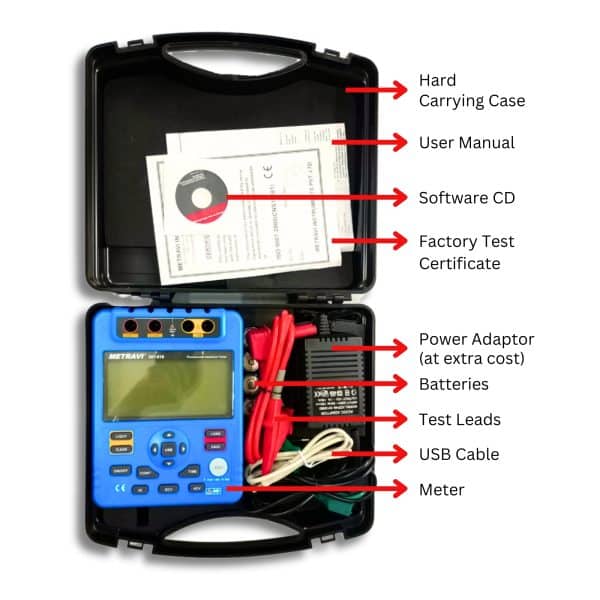 Metravi DIT-916 Digital Insulation Tester product kit and accessories