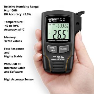 Metravi DL-TH-01 Temperature & Humidity Data Logger with 16000 data memory and USB PC Interface
