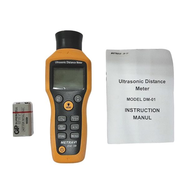Metravi DM-09 Ultrasonic Distance Meter with battery and operating manual