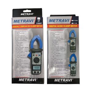 Metravi DT-1350AT Digital TRMS ACDC 6000 Clamp Meter product box and specifications