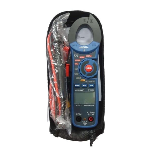 Metravi DT-230 Digital ACDC Clamp Meter Product Kit with Carry Case