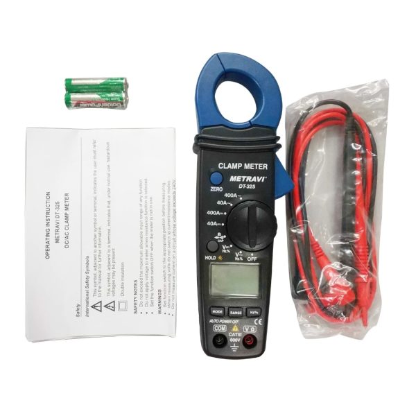 Metravi DT-325 Digital AC DC Clamp Meter product kit