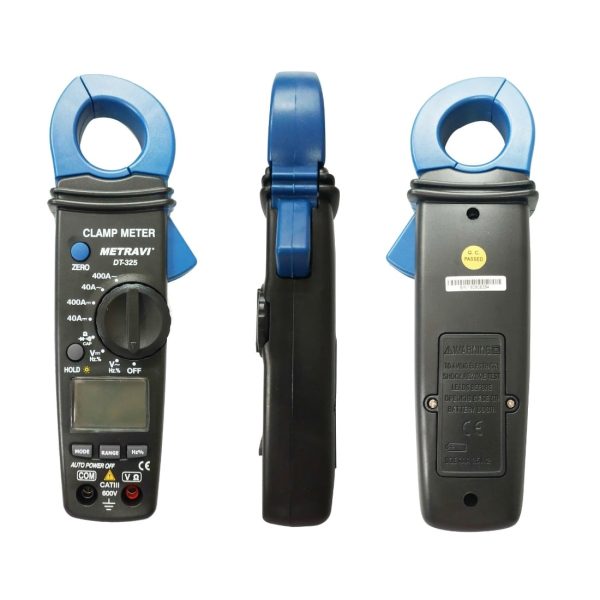 Metravi DT-325 Digital AC DC Clamp Meter product image front, back and side