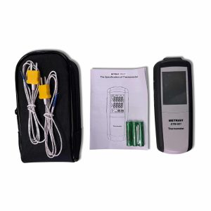 Metravi DTM-901 Dual Channel Digital Thermometer product kit with accessories
