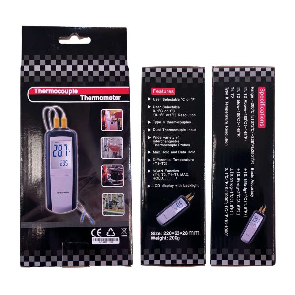 Metravi DTM-901 Dual Channel Digital Thermometer product packaging
