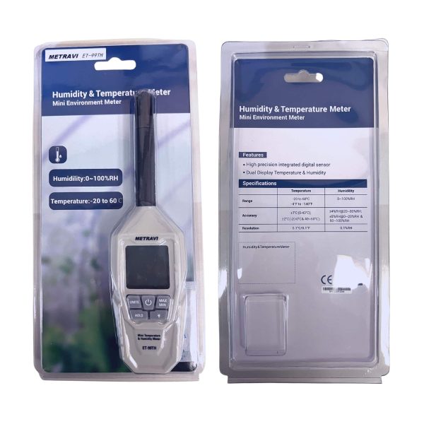 Metravi ET-99TH Temperature & Humidity Meter product packaging