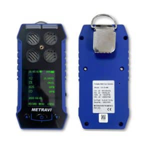 Metravi GD-09-4M 2025 Model 4-in-1 Multi Gas Detector front and back view