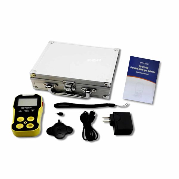 Metravi GD-09-4M 4-in-1 Gas Detector product kit and accessories