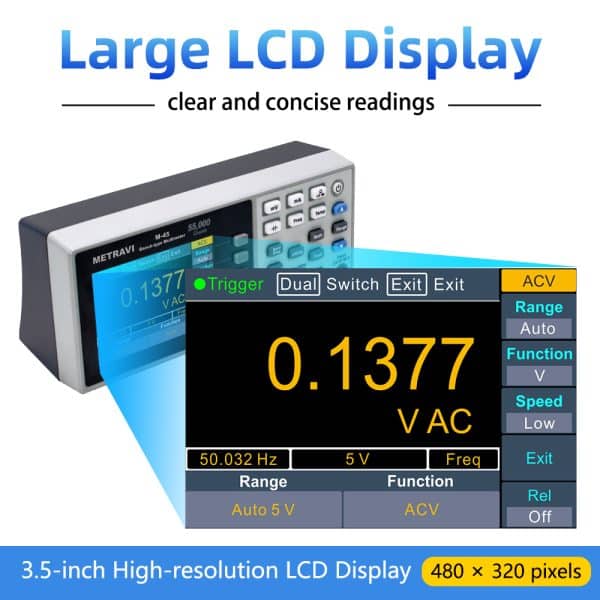 Metravi M-45 Bench-type Multimeter features a large LCD display