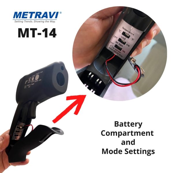 Metravi MT-14 Non-contact cum Contact Infrared Thermometer battery compartment