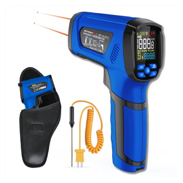 Metravi MT-18 Non-contact Industrial Infrared Thermometer product kit and accessories