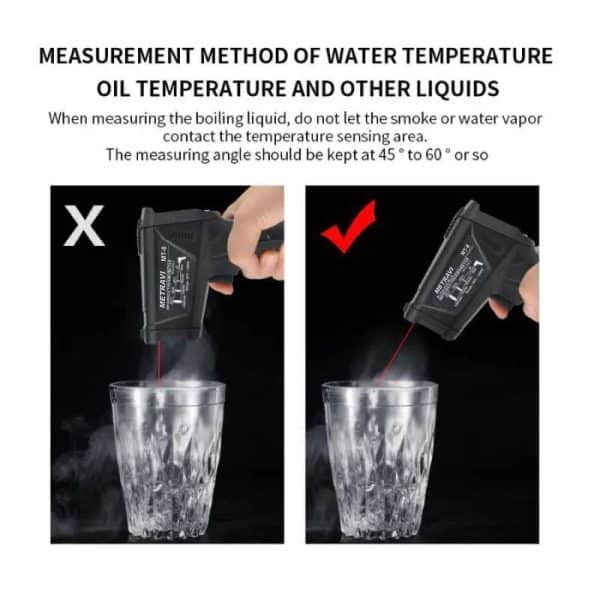 Metravi MT-8 2025 Model Industrial Non-contact Infrared Thermometer can measure hot liquid temperatures also without contact