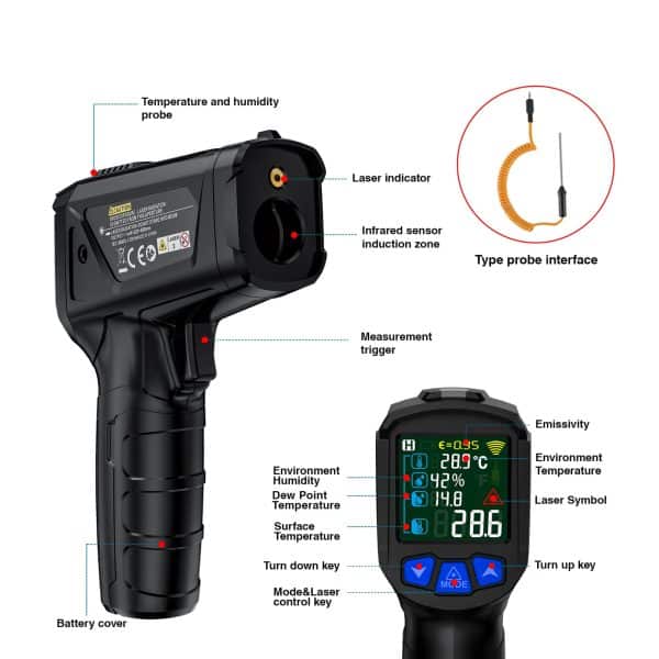 Metravi MT-8 2025 Model Industrial Non-contact Infrared Thermometer features and functions