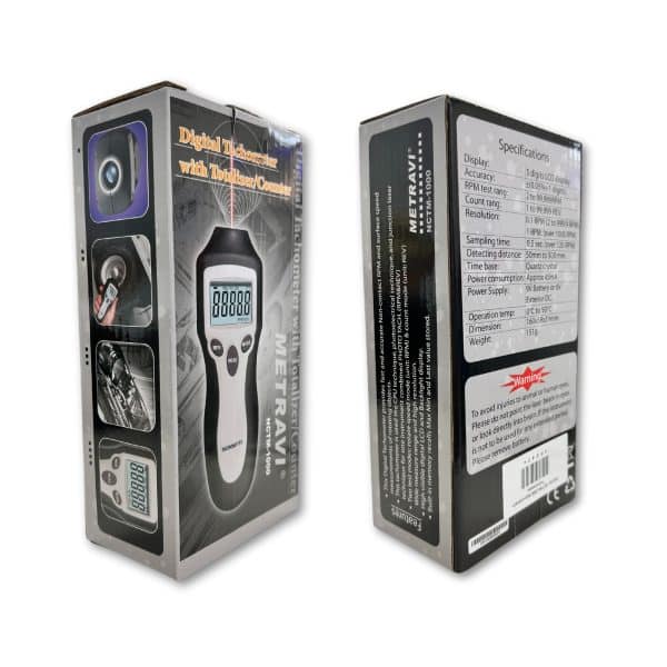 Metravi NCTM-1000 Non-contact Tachometer Product Brand Box