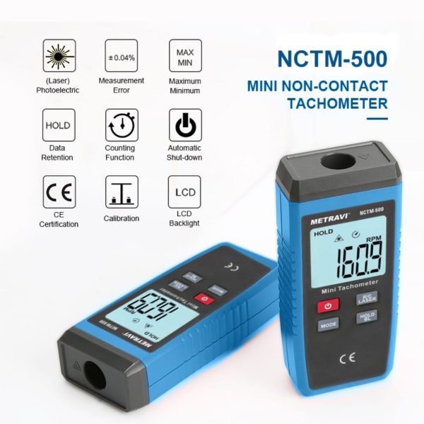 Metravi NCTM-500 Digital Non-contact Tachometer features and specifications