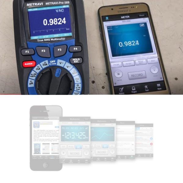 Metravi New PRO 589 Digital TRMS Industrial Multimeter with Bluetooth comes with a free Smartphone App for Data logging and reporting